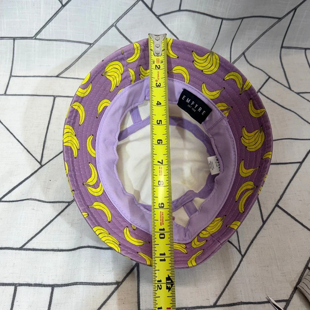 Empyre Bucket Hat One Size Purple‎ Yellow Banana Print Streetwear Sun Hat